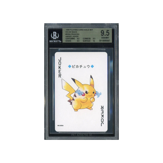 BGS 9.5 1999 PLAYING CARD GOLD SET HO-OH BACK #025A PIKACHU ANGRY JOKER