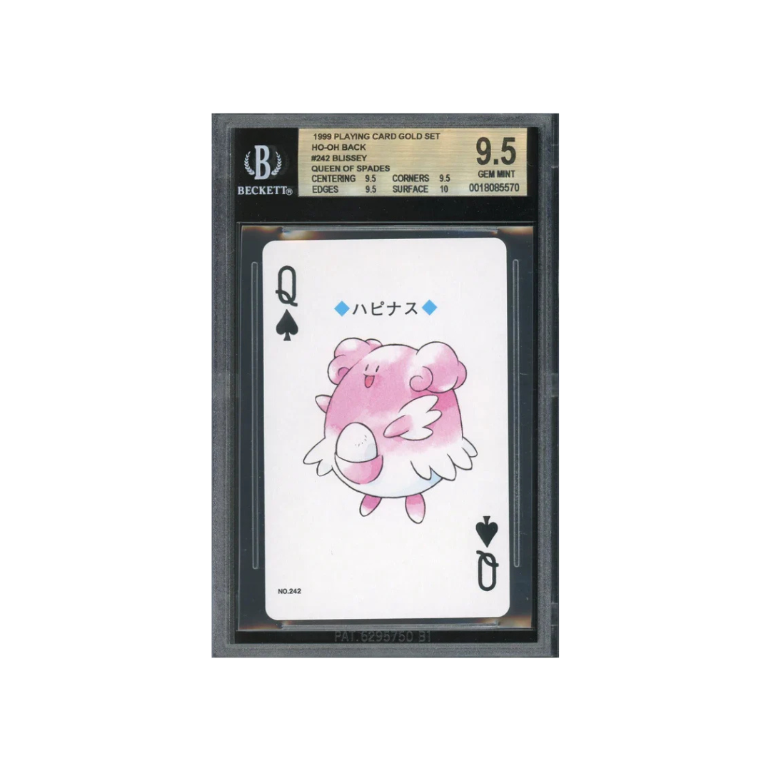 BGS 9.5 1999 PLAYING CARD GOLD SET HO-OH BACK #242 BLISSEY QUEEN OF SPADES