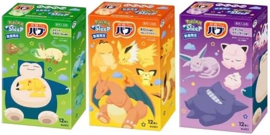 Kao Bub Pokemon Sleep Bath Solution, Set of 3 Colors, Sweet Chamomile, Neroli, Lavender Scent, 12 Tablets x 3