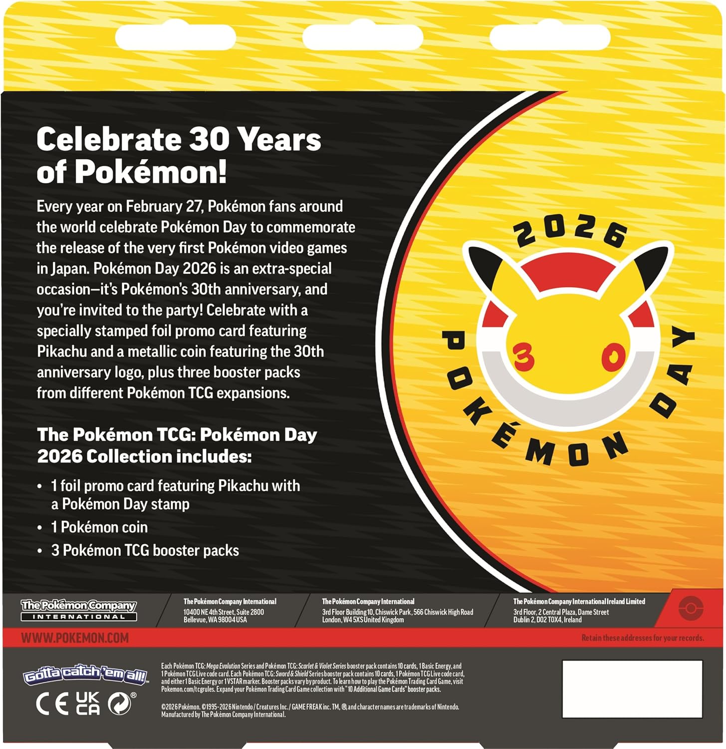 Back of Pokémon TCG Pokémon Day 2026 Collection packaging