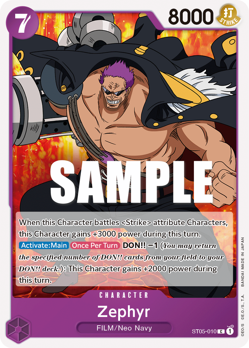 Zephyr card from One Piece ST-05 FILM Edition